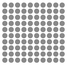 grid of 100 by 100 grey circles
